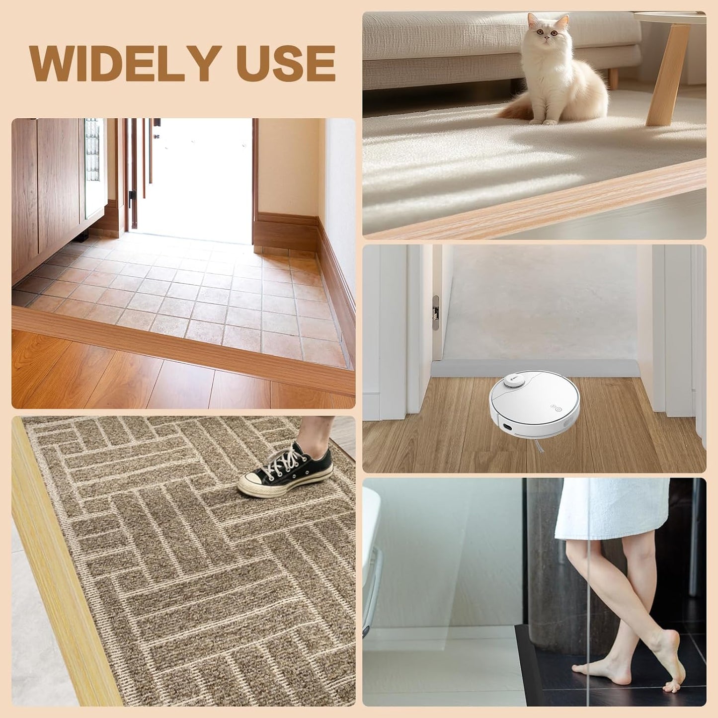 Floor Transition Strip Vinyl Door Threshold Ramp Self Adhesive Carpet Edging Strip Doorway Edge