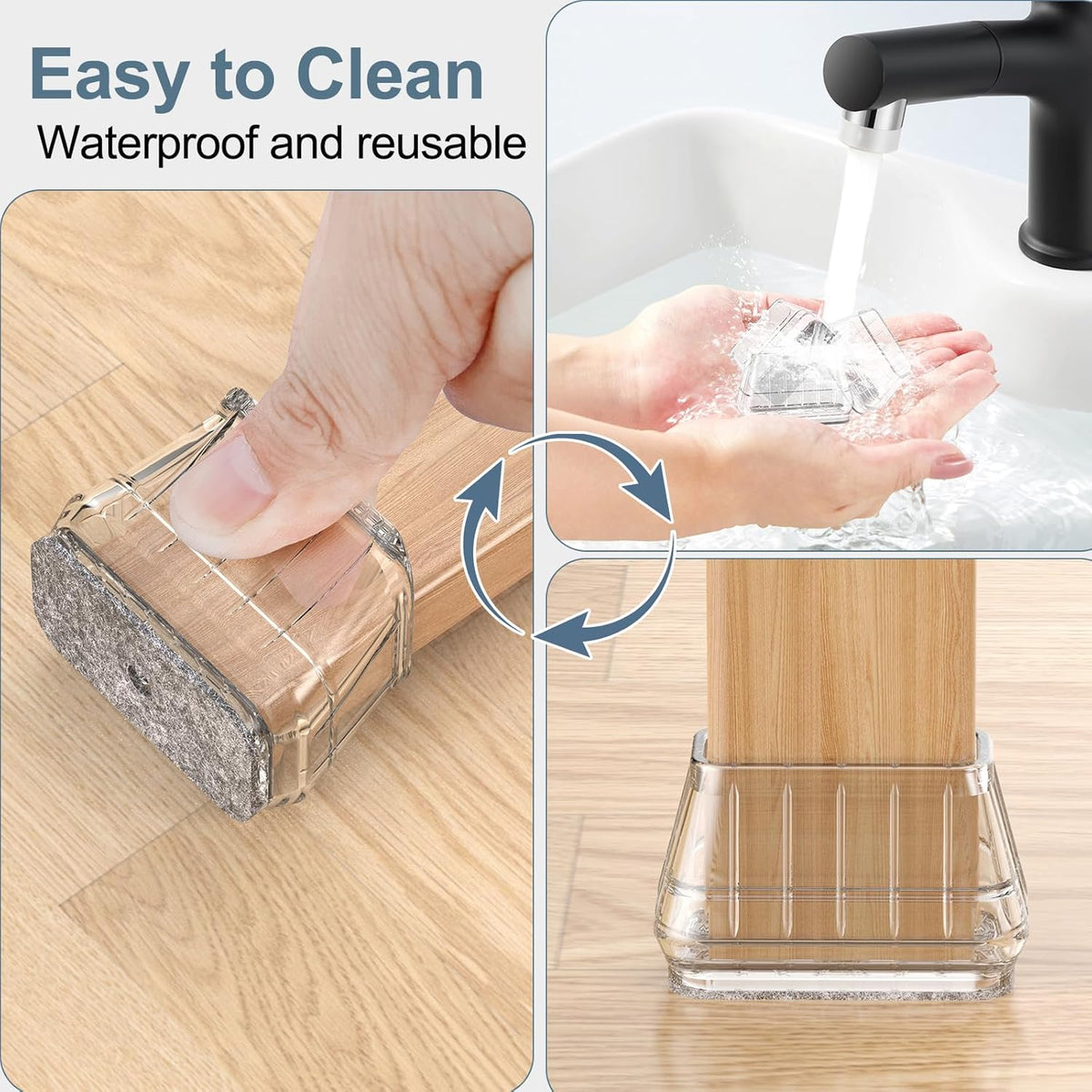 24PCS Rectangular Chair Leg Floor Protectors for Hardwood Floors, Thicken Rubber Chair Leg Cap