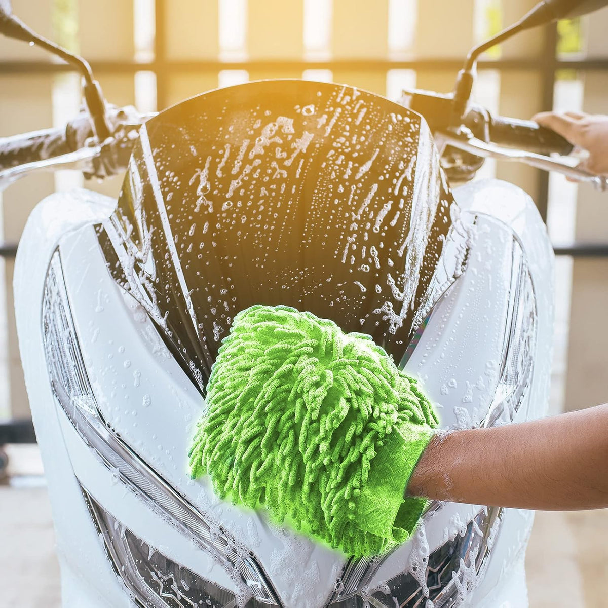 6 Pcs Microfiber Dusting Mitt Gloves Microfiber Washable Dusting Gloves Car Wash Mitt for Leaf