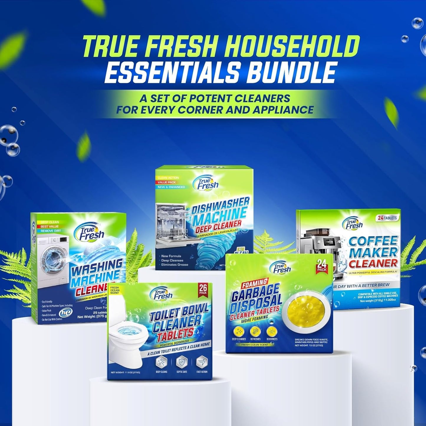 True Fresh Garbage Disposal Cleaner – 24-Pack Foaming Sink and Drain Deodorizer Tablets, Powerful