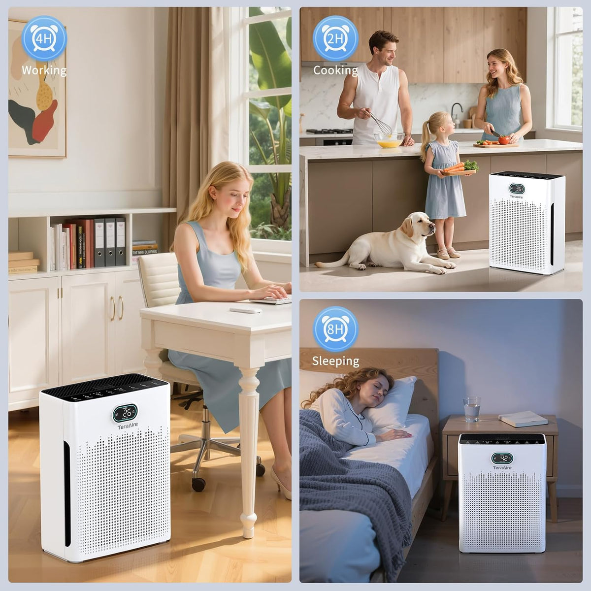 Air Purifiers for Home, PM 2.5 Air Quality Monitor Cover Up to 2200 Ft² with Pet mode, Timer, HEPA