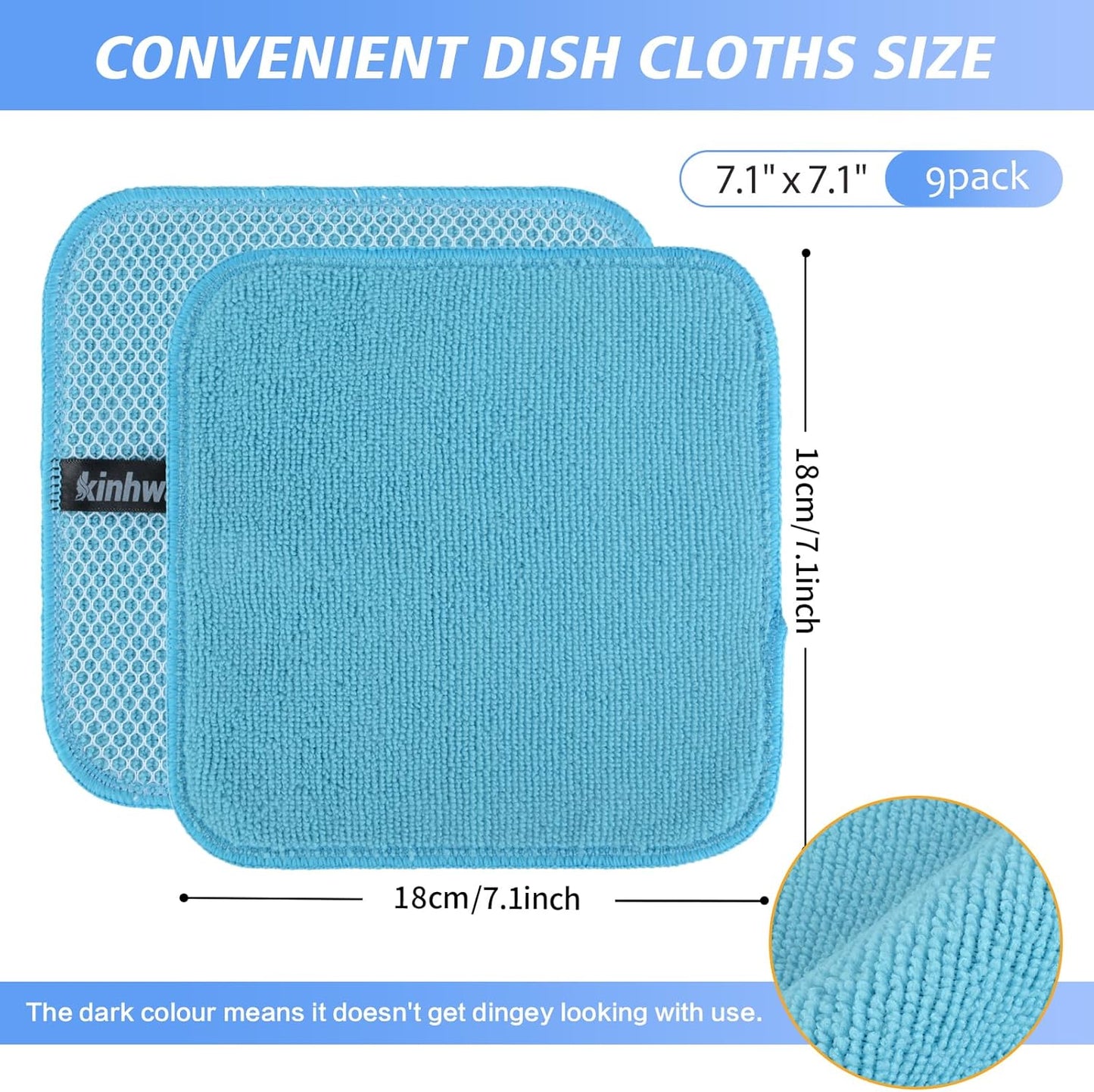 KinHwa Kitchen Washcloths for Dishes Absorbent Microfiber Dish Cloths Quick Dry Dish Rags with Poly