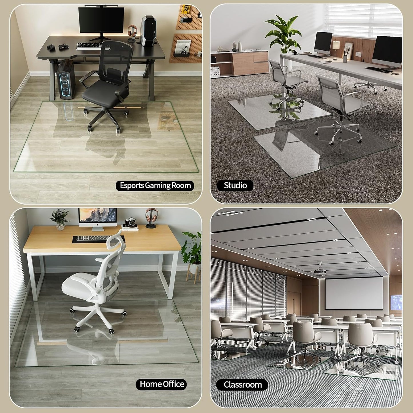 Koonmi Tempered Glass Chair Mat for Hardwood Floors & Carpets, 36" x 55“ Transparent Heavy Duty