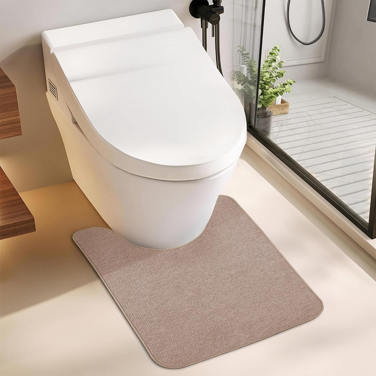 Toilet Rugs U Shaped Bathroom Rug,Machine Washable Non Slip Quick Dry Super Absorbent Ultra Thin