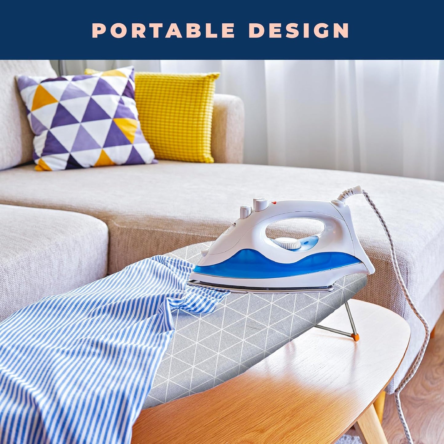 Tabletop Ironing Board with Folding Legs, Small Ironing Board with Thick Cotton Cover, Portable
