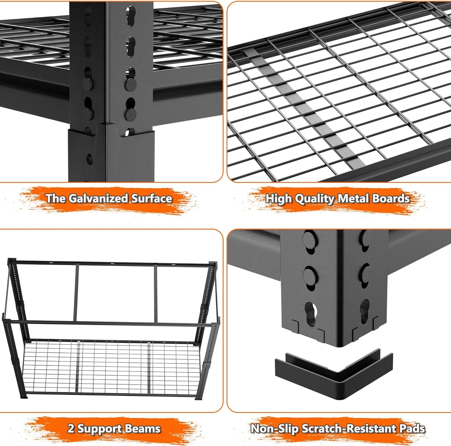 Storage Shelves Heavy Duty, 2 PCS 48" L x 18" W x 72" H Garage Wire Shelving Unit Loads 2800LBS