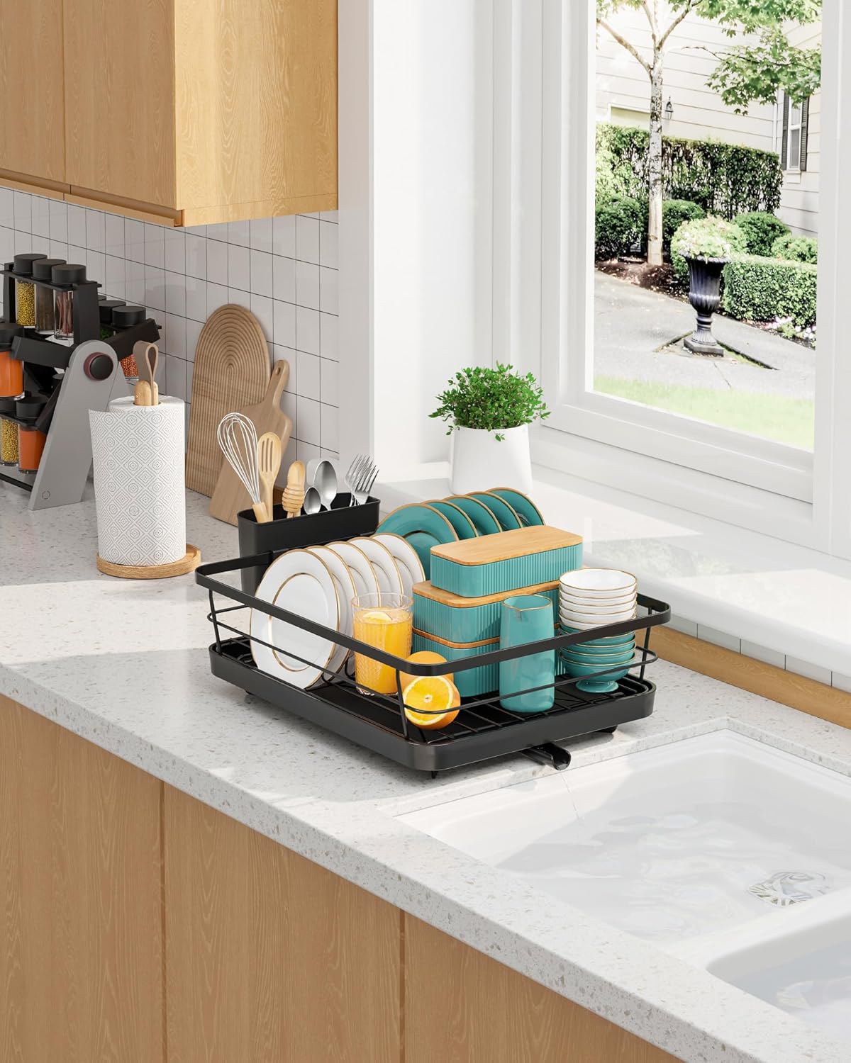 Stainless Steel Dish Drying Rack for Kitchen Counter, Sink Organization and Storage Essentials with