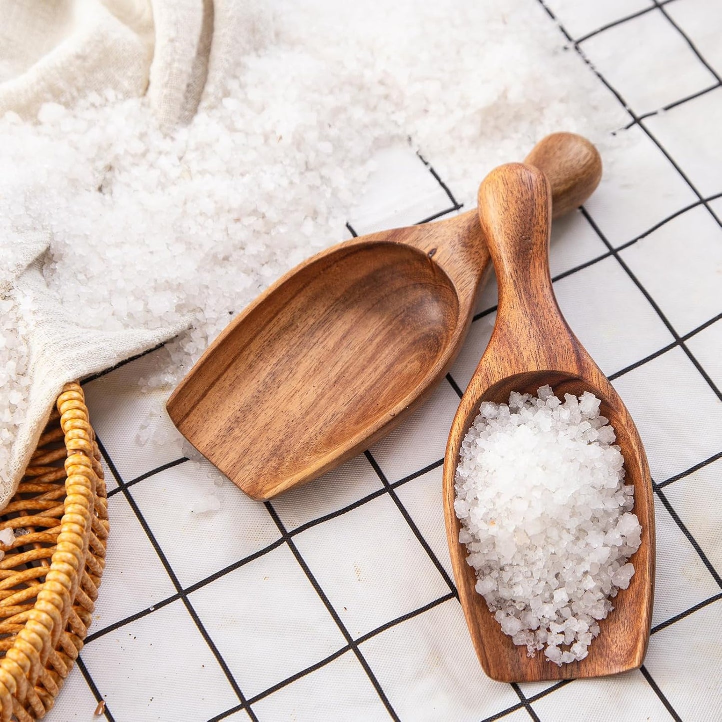GinSent Wood Coffee Scoop-2 Pieces Large Measuring Spoons for Ground