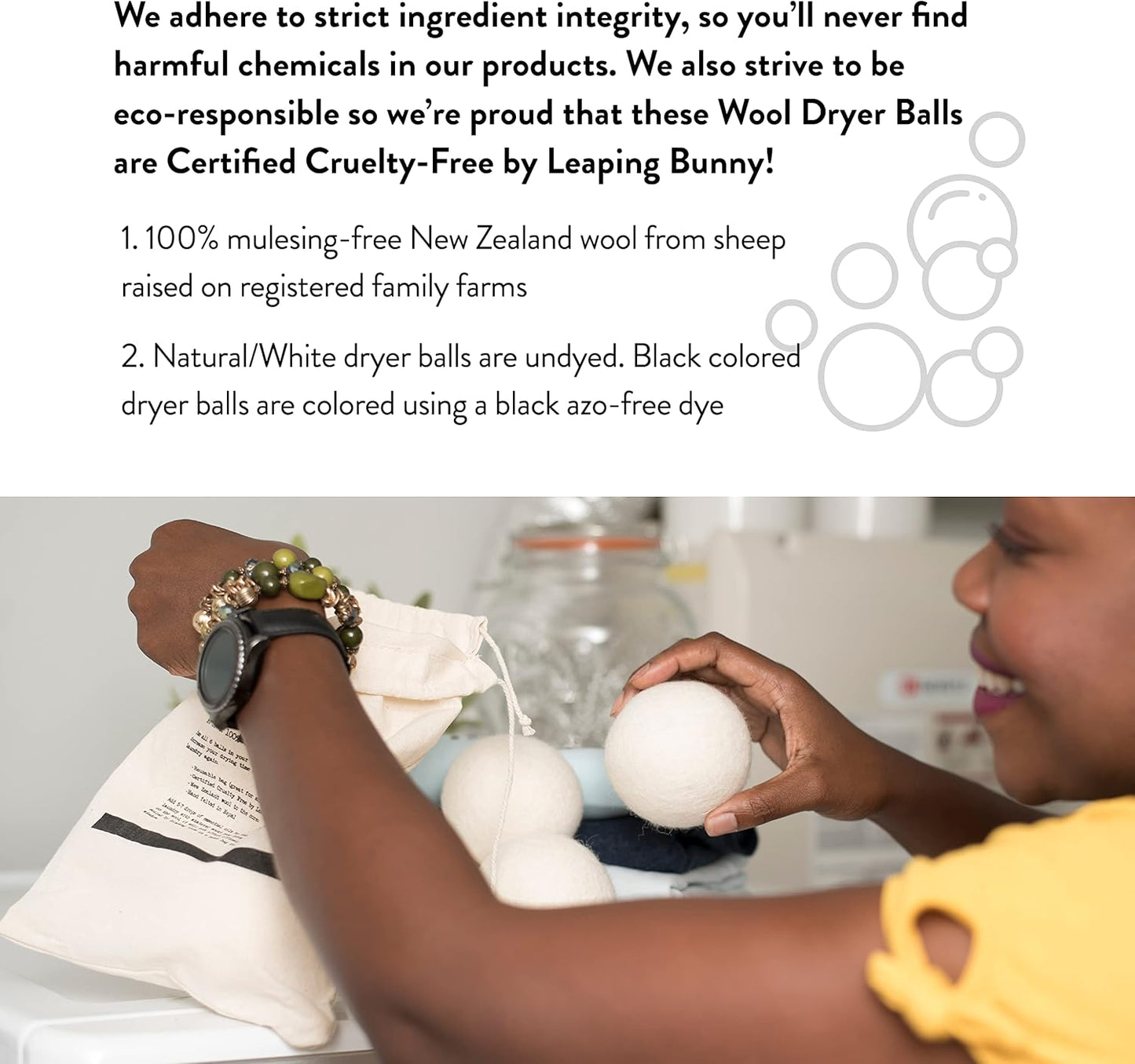 Molly's Suds Wool Dryer Balls | Natural Fabric Softener, Hypoallergenic, Reusable, Unscented