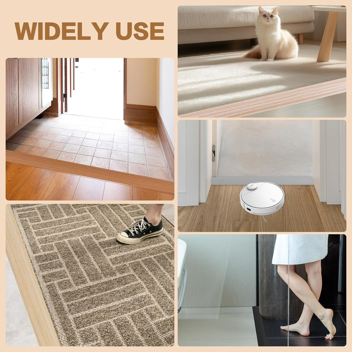 Floor Transition Strip Vinyl Door Threshold Ramp Self Adhesive Carpet Edging Strip Doorway Edge