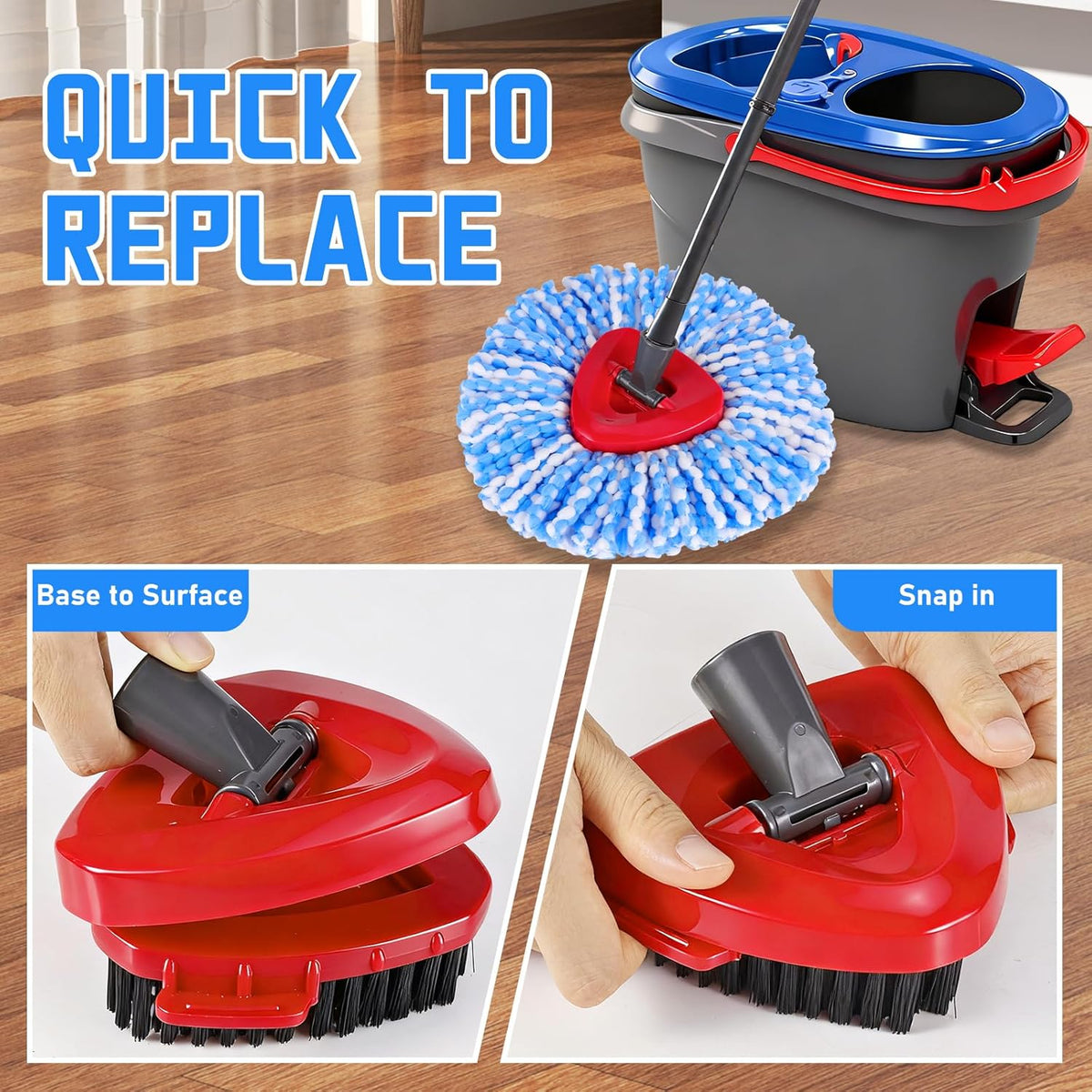 7 Pack Spin Mop Head for O-Ceda RinseClean 2 Tank System, 4 Triangle Microfiber Mop Replacement