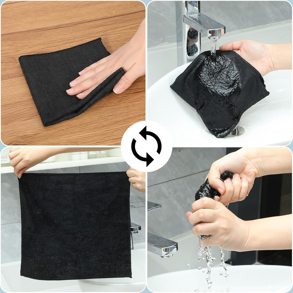 200 Pieces Microfiber Cleaning Cloths Bulk Absorbent Microfiber Towels Reusable Lint-Free Streak