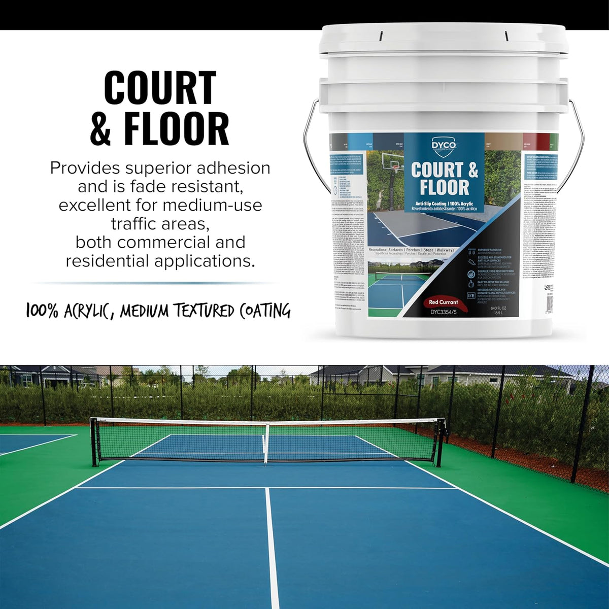 DYCO Court & Floor Anti-Slip Coating - Slip-Resistant Pavement, Cement & Concrete Paint for