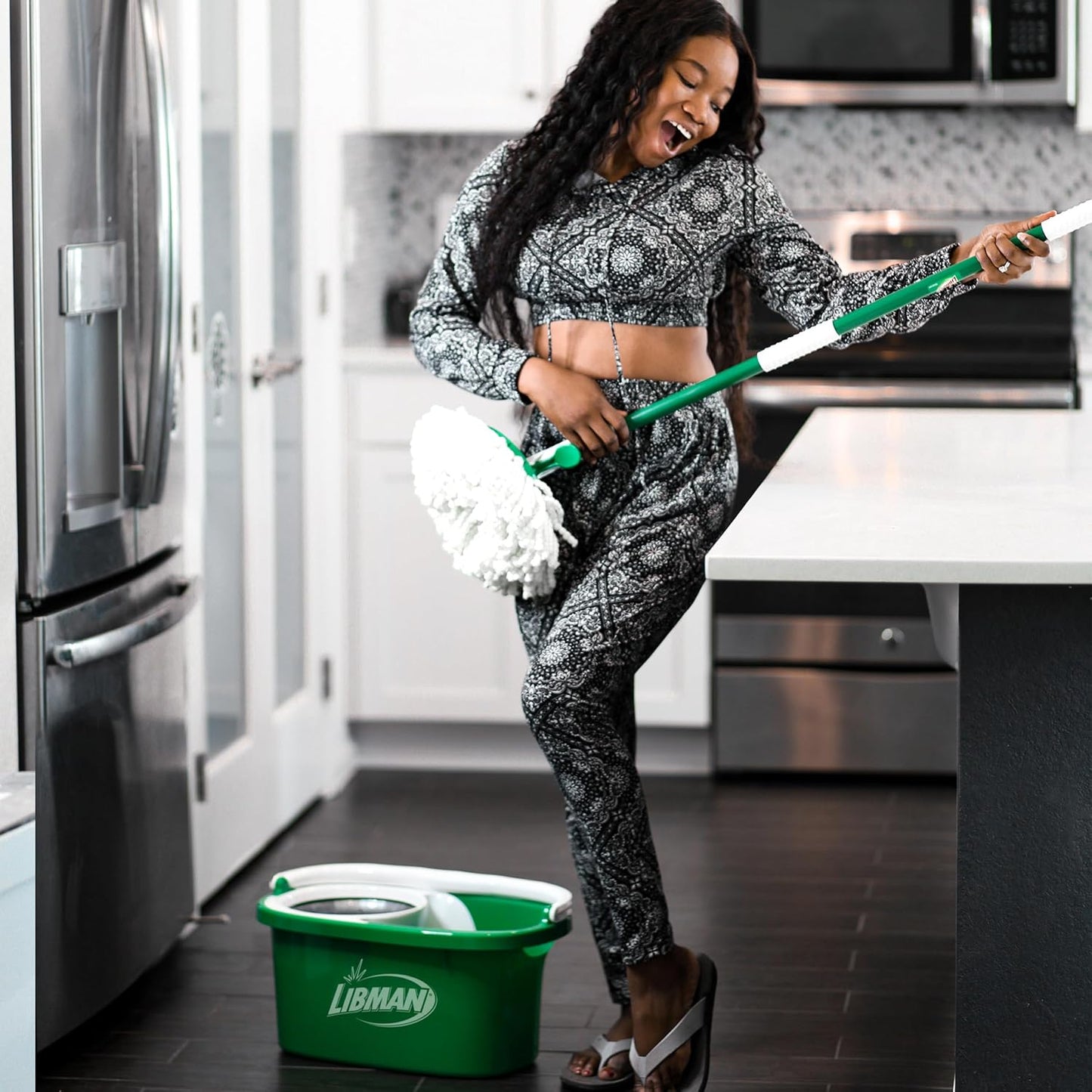 Libman Tornado Spin Mop System, Spinning Floor Mopping and Bucket with Wringer Set for Home