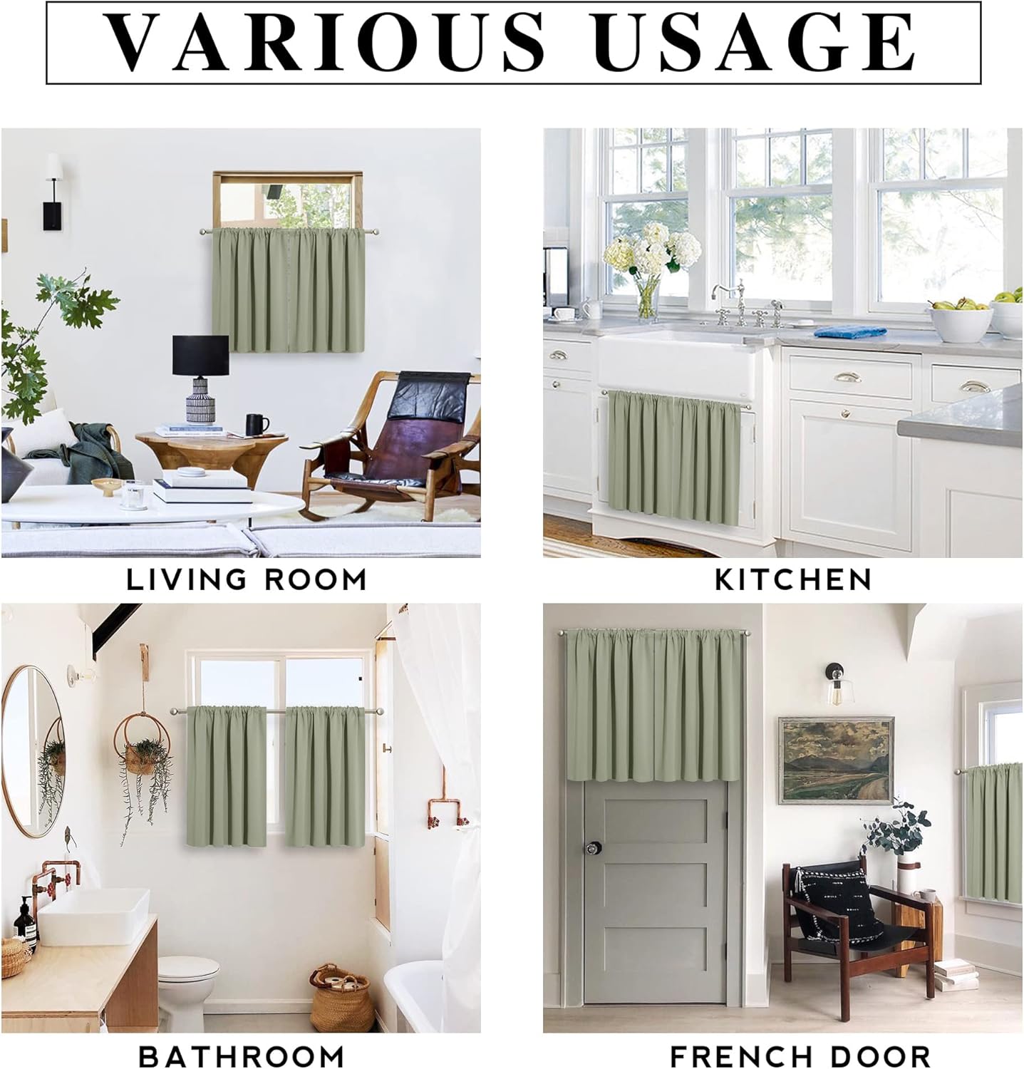 RYB HOME Small Curtains Blackout - Privacy Insulating Farmhouse Mini Curtains for Kids Bedroom RV