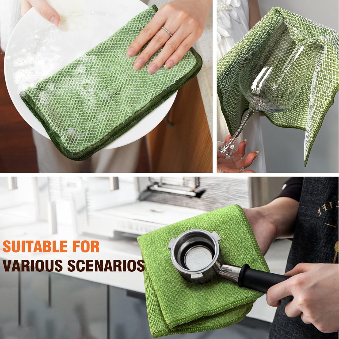 KinHwa Kitchen Washcloths for Dishes Absorbent Microfiber Dish Cloths Quick Dry Dish Rags with Poly