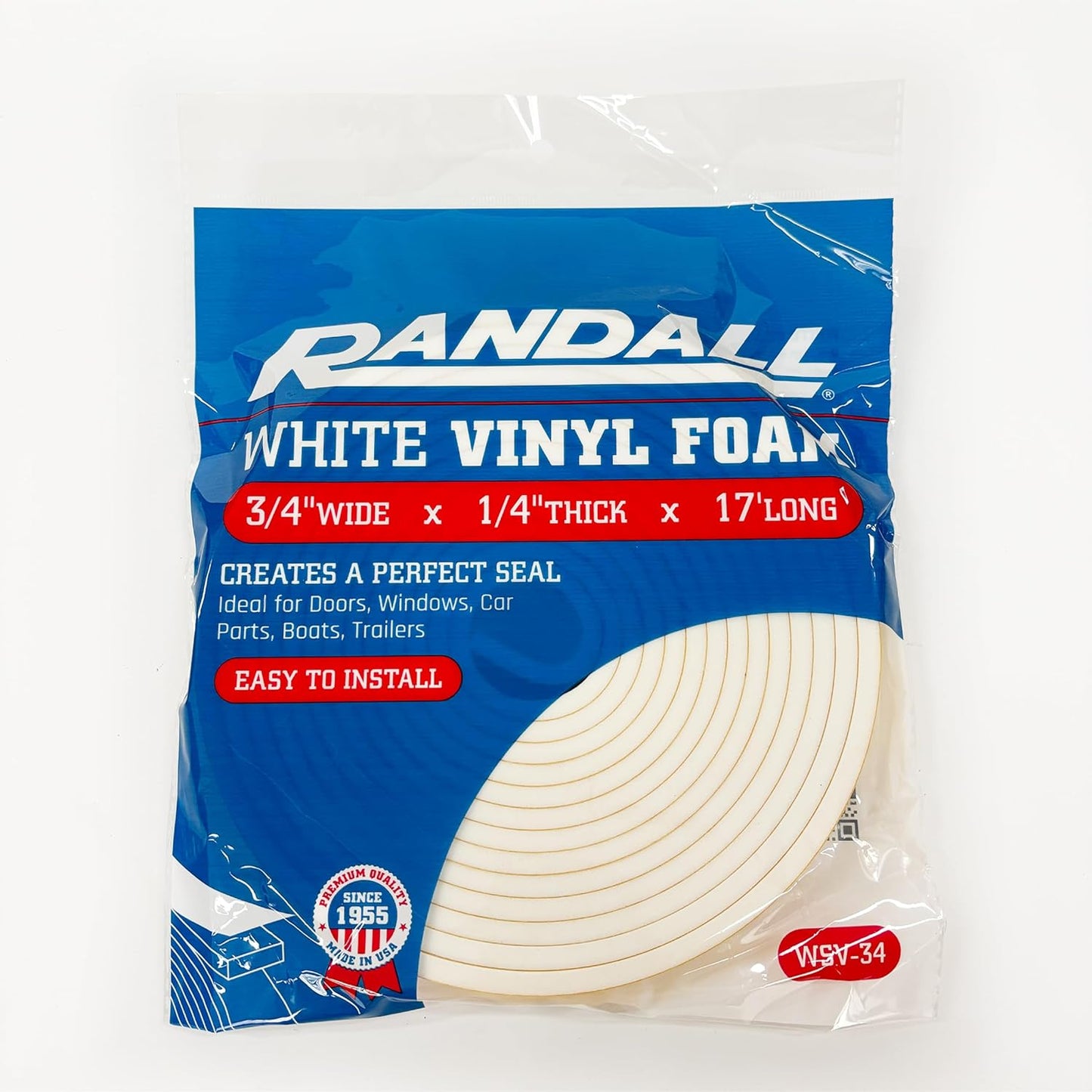 Weather Stripping Foam Tape, 17 Ft Door Seal Strip, EVA Material, High Density 1/4" Thick, No