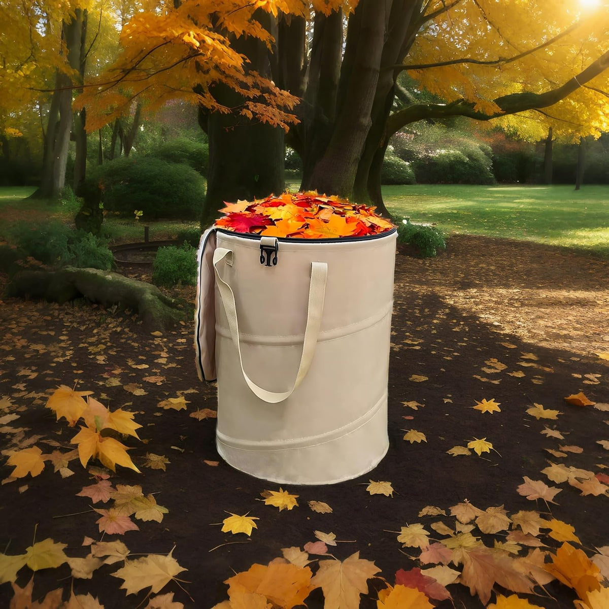 Collapsible Trash Can with Lid, Foldable Camping Trash Can, Outdoor Recycle Bin for Clothes and