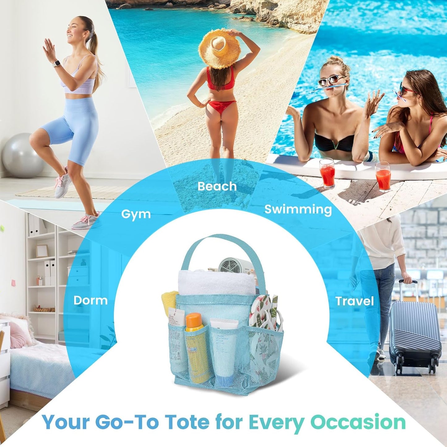 Shower Caddy Portable for College Dorm Room Essentials for Girls with 9 Pockets,Large-Capacity