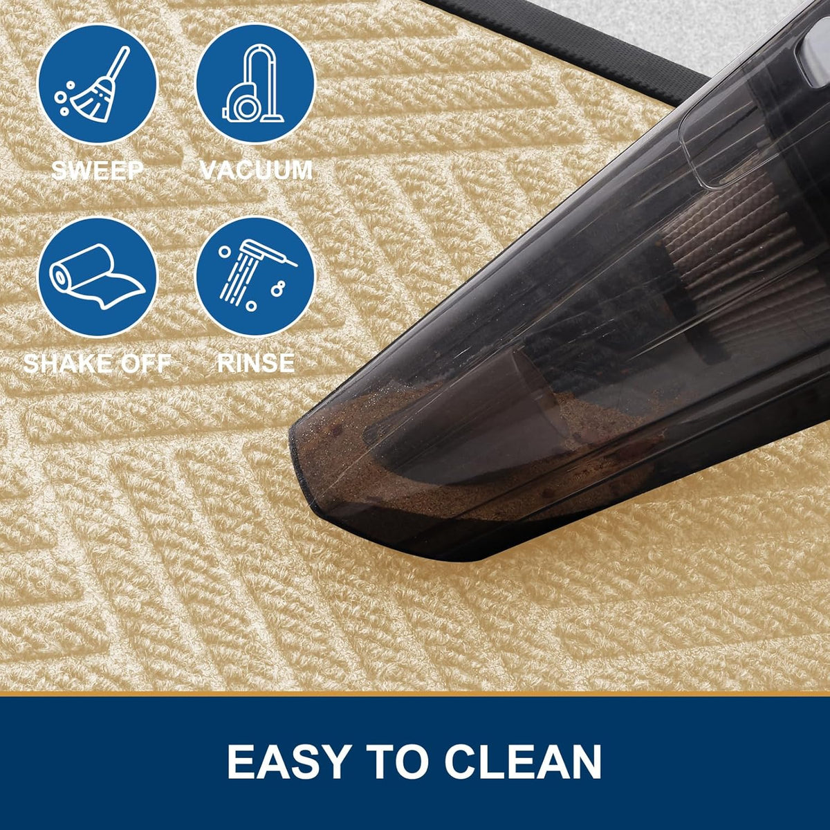 Smiry Front Door Mat Outside Entrance, Heavy Duty Outdoor Indoor Natural Rubber Doormat, Non Slip