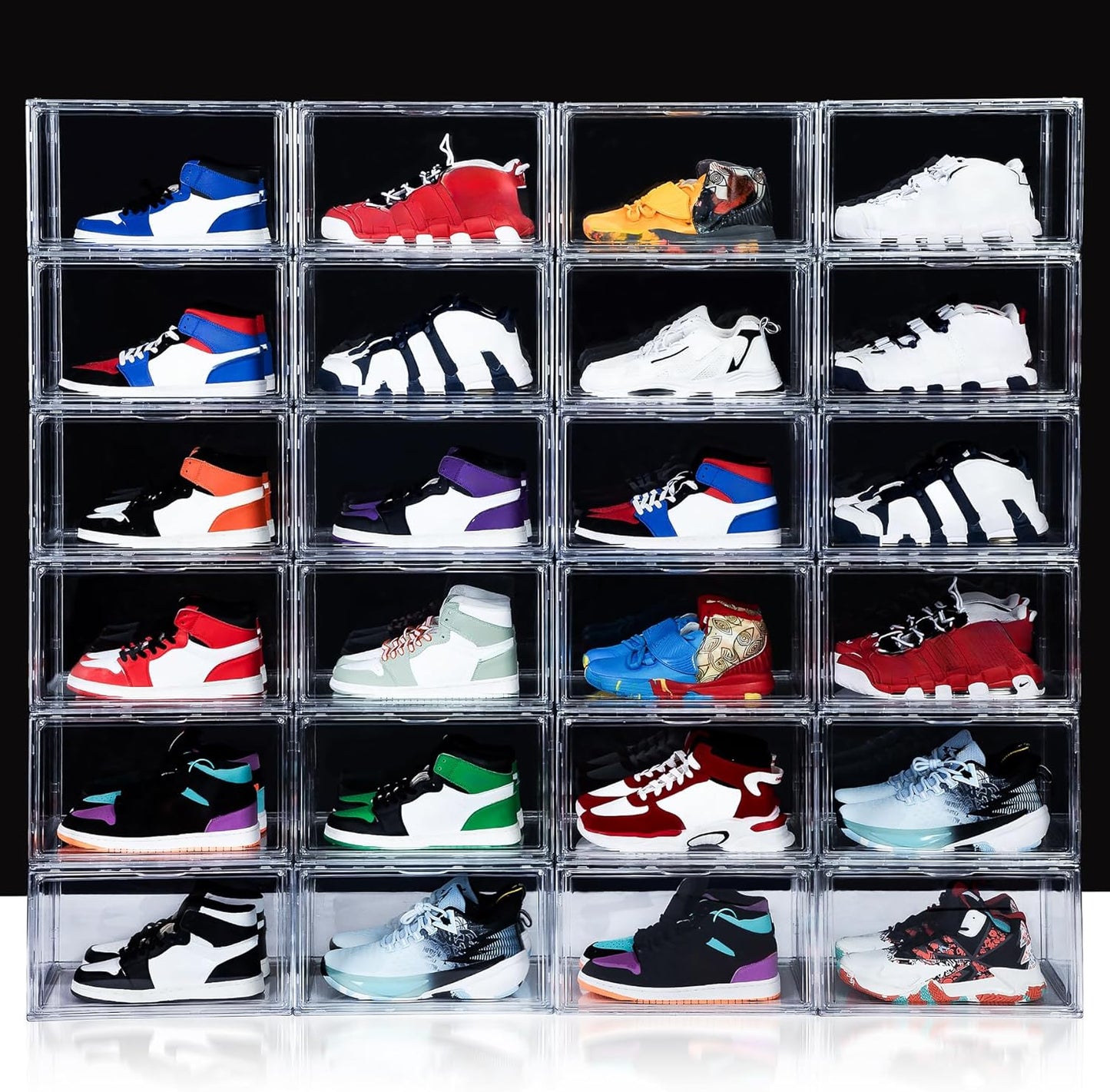 NYZE 12 Pack Acrylic Shoe Boxes Side Open, Clear Shoe Box Plastic Stackable, Shoe Storage Organizer