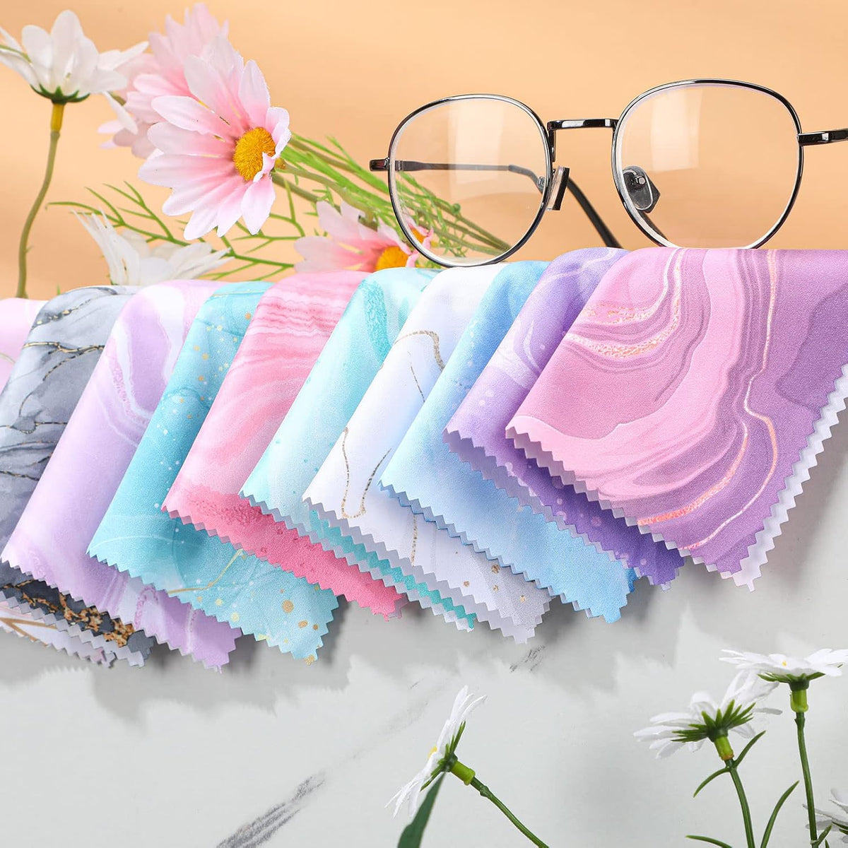 Sinmoe 20 Pcs Microfiber Cleaning Cloth Cute Marble Design Microfiber Cloth Soft Gifts Multicolor
