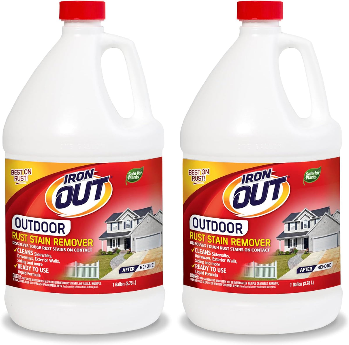 IRON OUT Liquid Rust Stain Remover, Pre-mixed, Quickly Removes Rust Stains from Concrete, Vinyl and