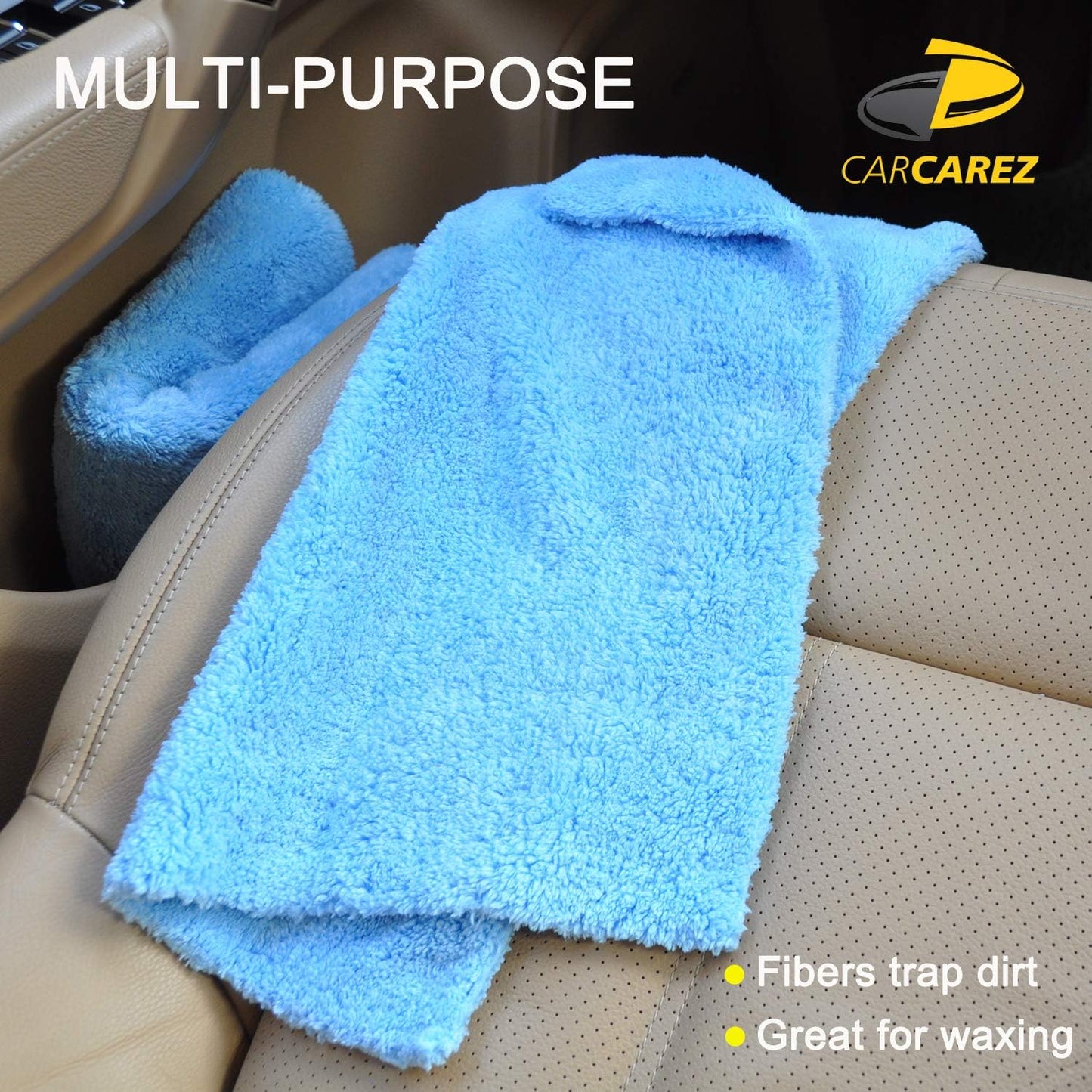 CARCAREZ Microfiber Towels for Cars, Car Drying Wash Detailing Towel with Plush Edgeless Microfiber