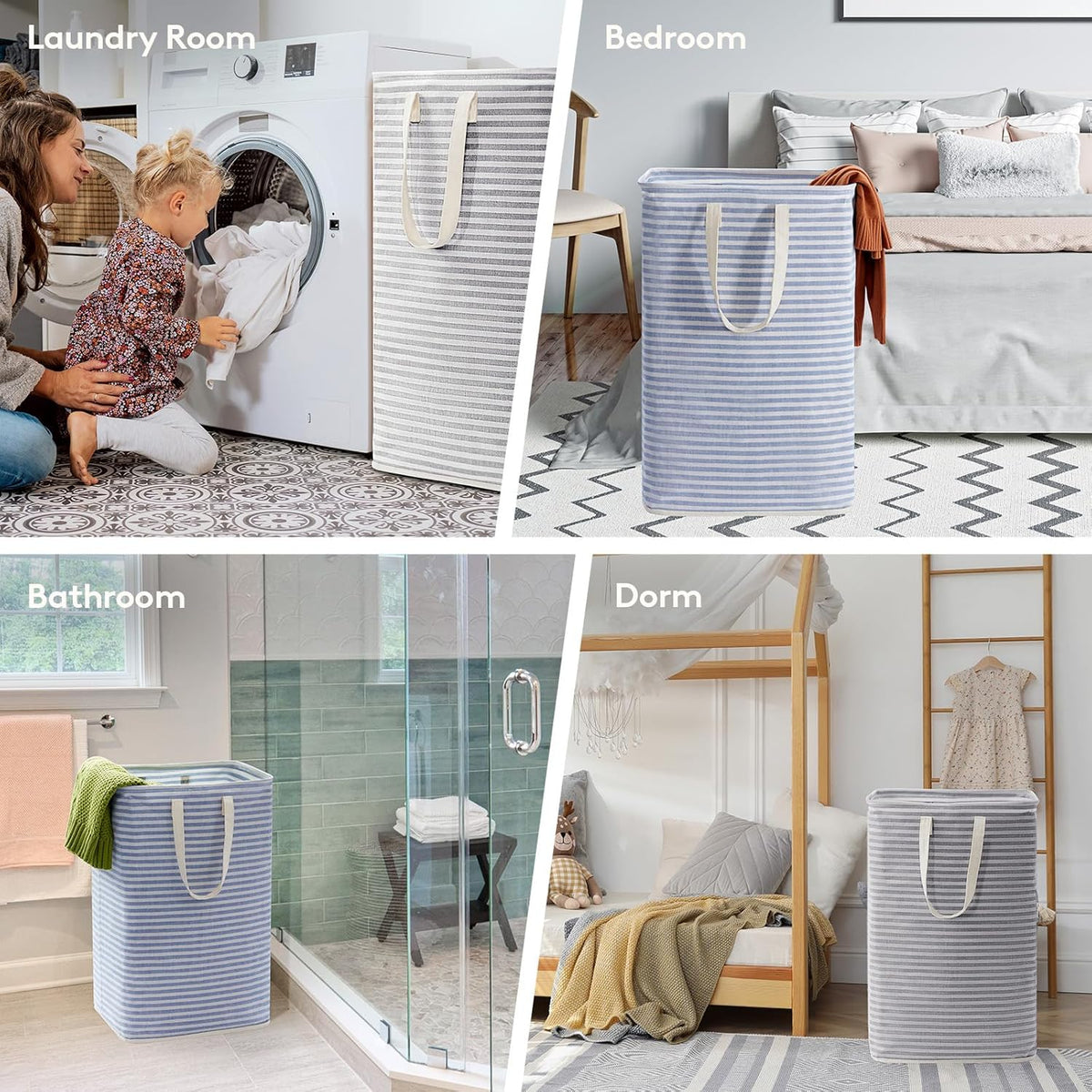 Lifewit 2 Pack Laundry Hamper Large Collapsible Laundry Basket, Freestanding Waterproof Cloth