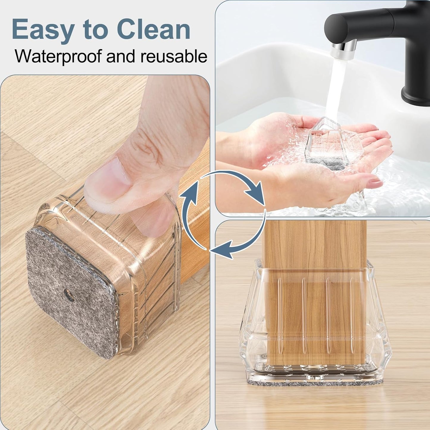 24PCS Square Chair Leg Floor Protectors for Hardwood Floors, Thicken Rubber Chair Leg Cap Covers