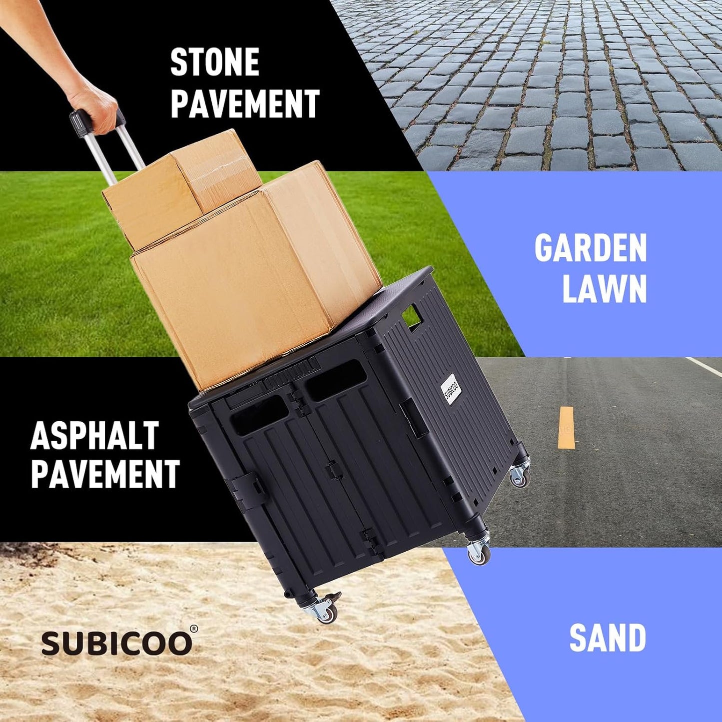 Folding Utility Cart Portable Rolling Crate Handcart Shopping Trolley Collapsible Tool Box, with