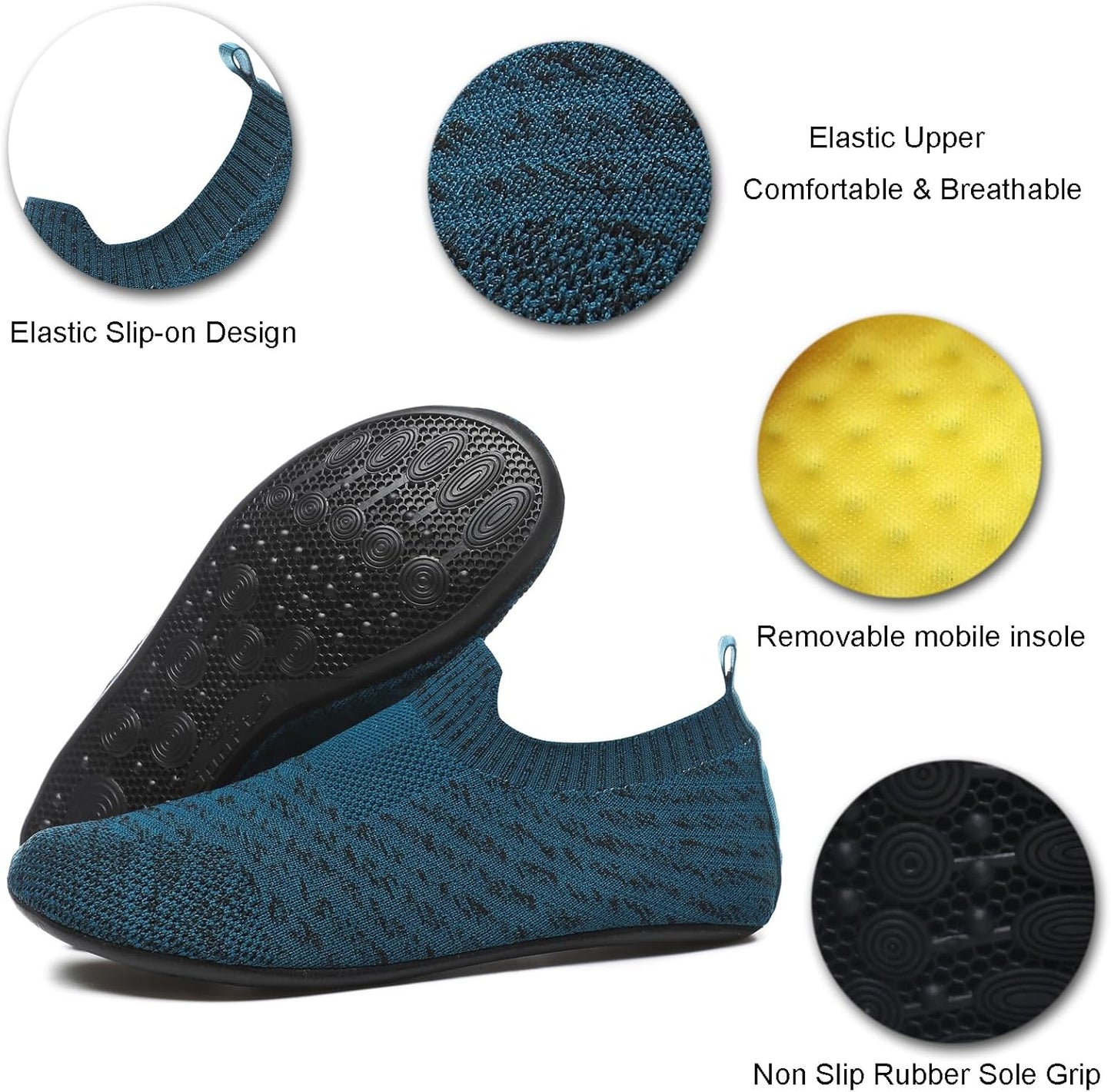 QZKDM Lightweight Slip on Grip Indoor House Slippers Barefoot Non Slip Home Exercise Yoga Shoes for