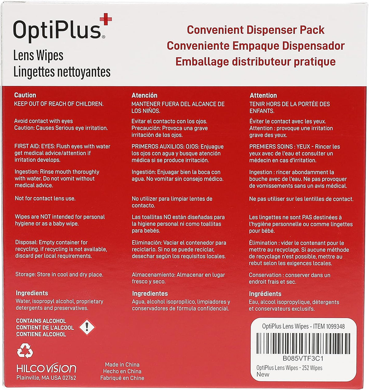 OptiPlus Eyeglass Lens Wipes l Pre-Moistened l Cleaning Wipes for Glasses, Computer & Laptops