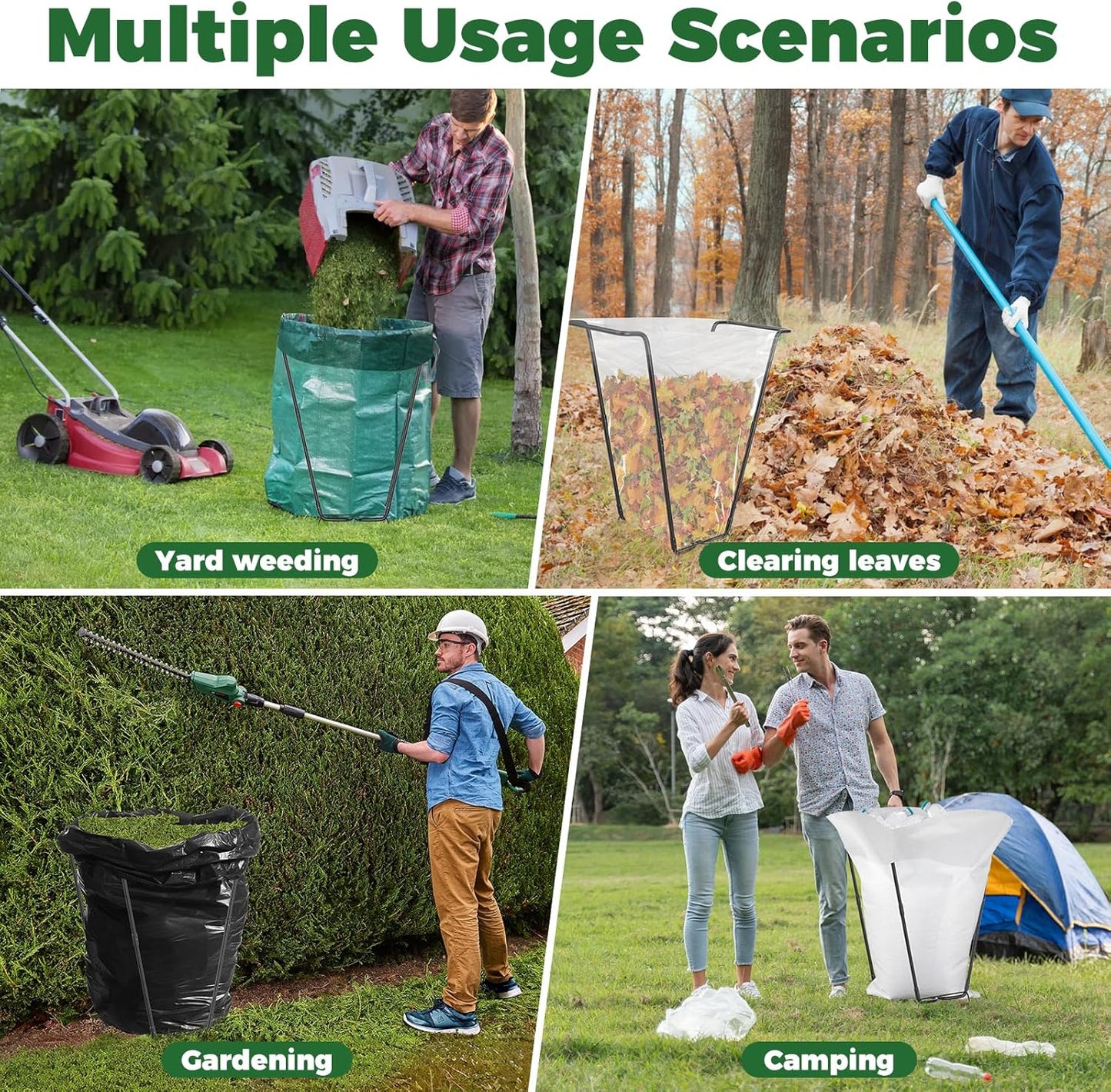 Outdoor Trash Bag Holder Metal Garden Trash Bag Holder for Yard Waste Stand Holds 30-45 Gallons