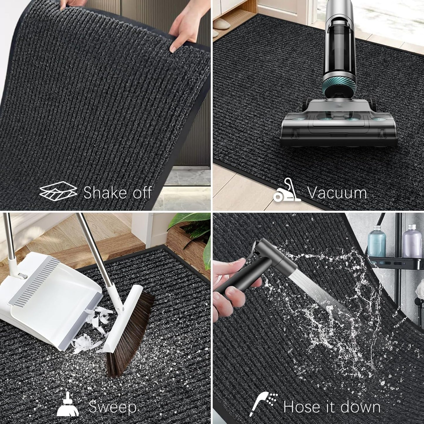 Vicwe Indoor Outdoor Door Mat, 4'x6' Heavy Duty Front Door Mat, Non-Slip Washable Doormats Entrance