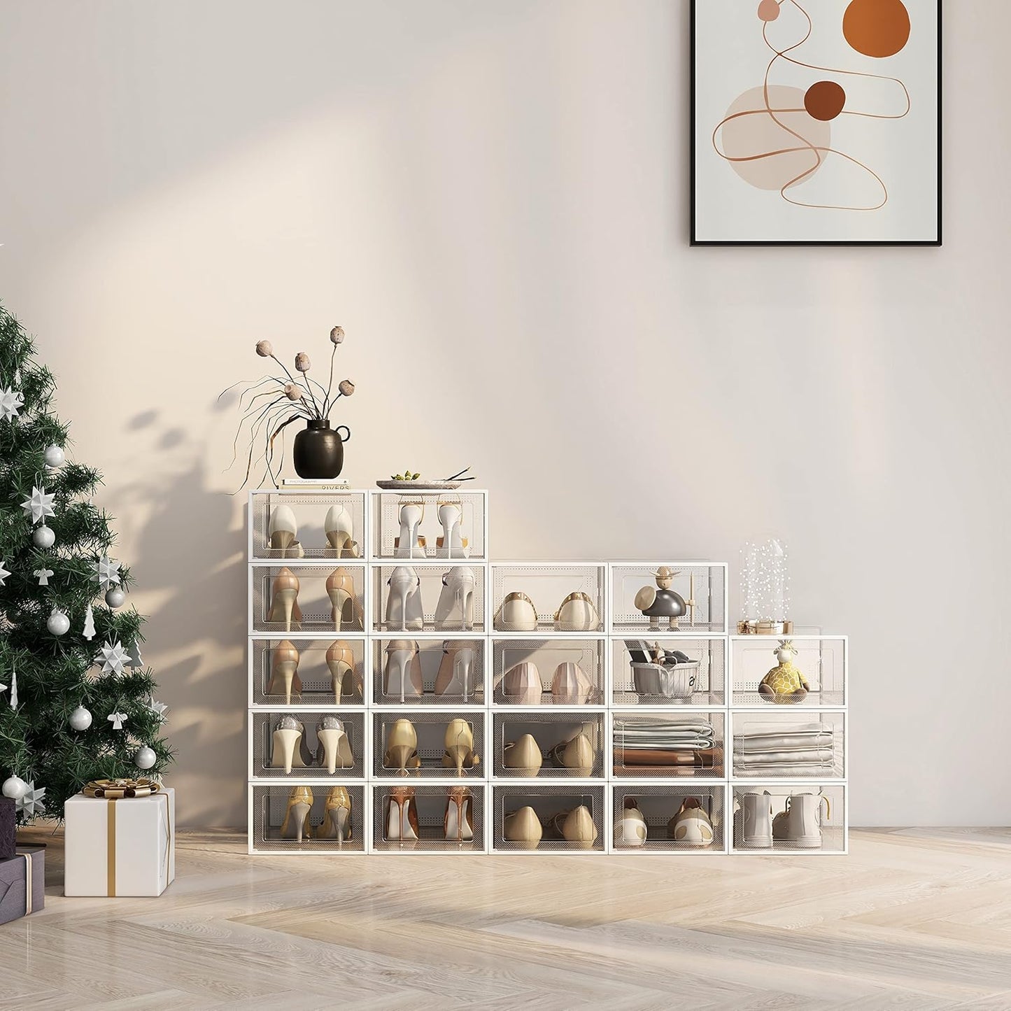 SEE SPRING X-Large Shoe Storage Box Fit Size 11, Clear Plastic Stackable Shoe Organizer for Closet