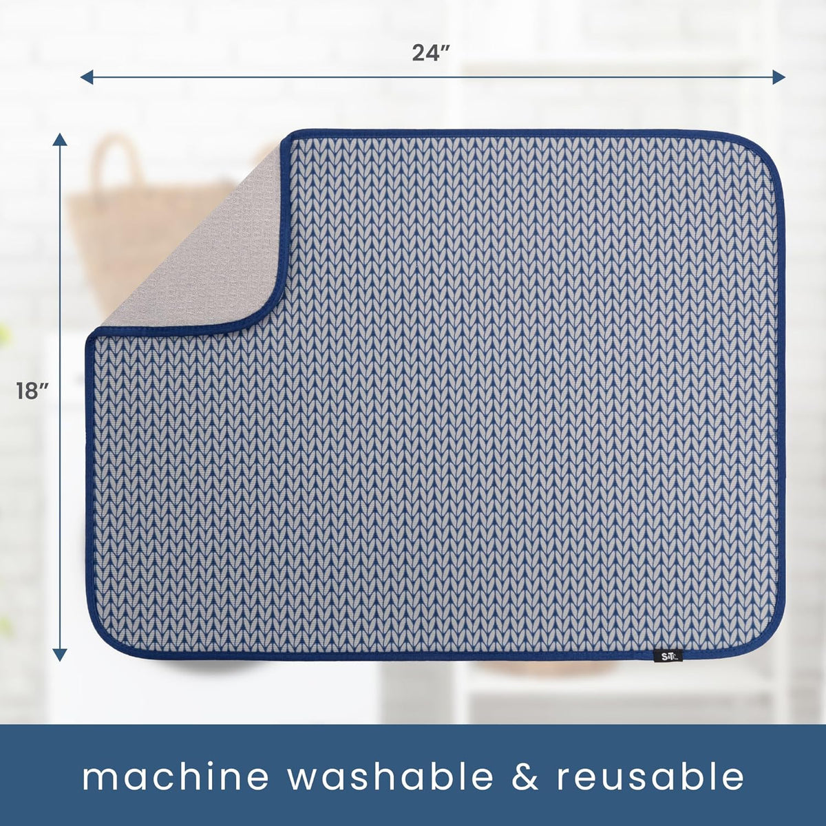 S&T INC. Dish Drying Mat XL, 18” x 24”, Absorbent Microfiber Kitchen Counter Mat, Dish Drying Pad