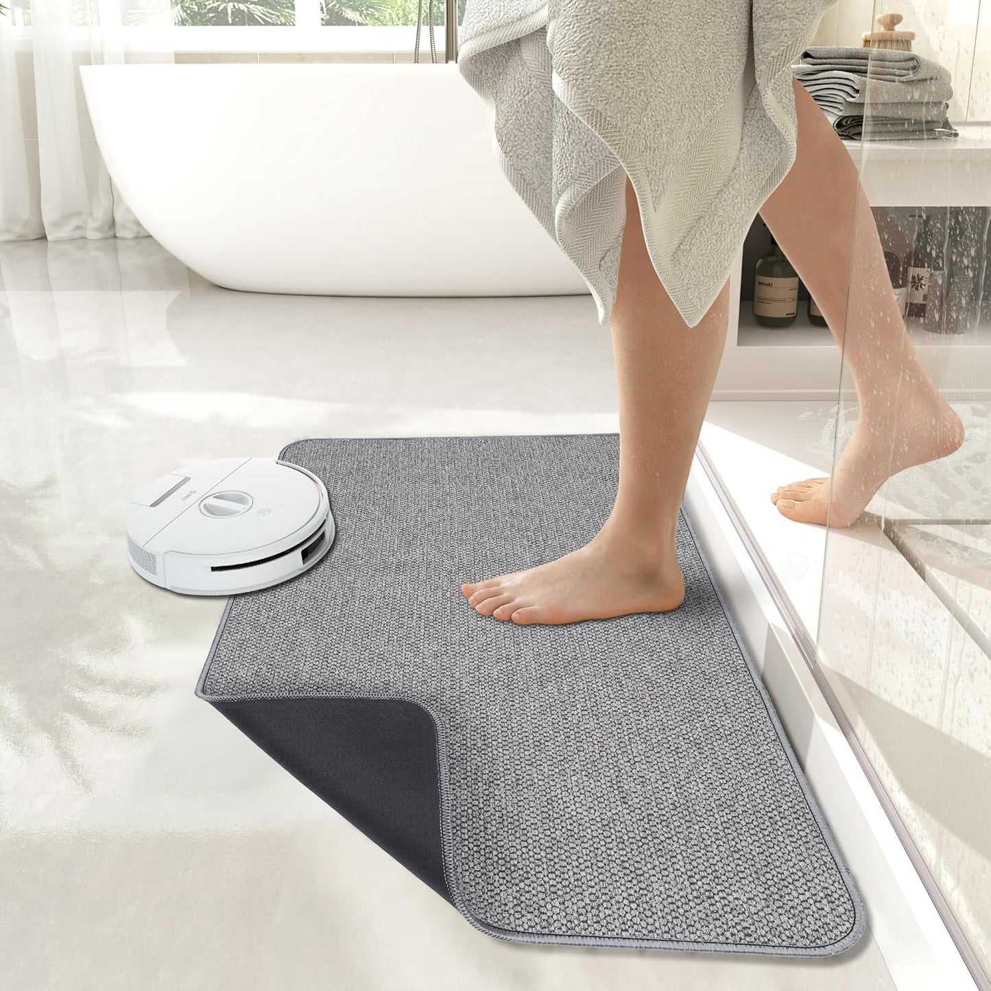 Bath Mat,Ultra Thin Bathroom Rugs,Rubber Bath Mats for Bathroom,No Slip Bath Rugs,Quick Dry,Machine