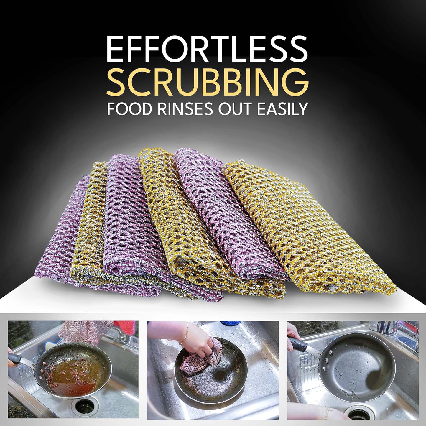 The Crown Choice Heavy Duty Non-Scratch Dish Scrubbers for Cleaning Dishes & Pots (6Pcs) - Replace