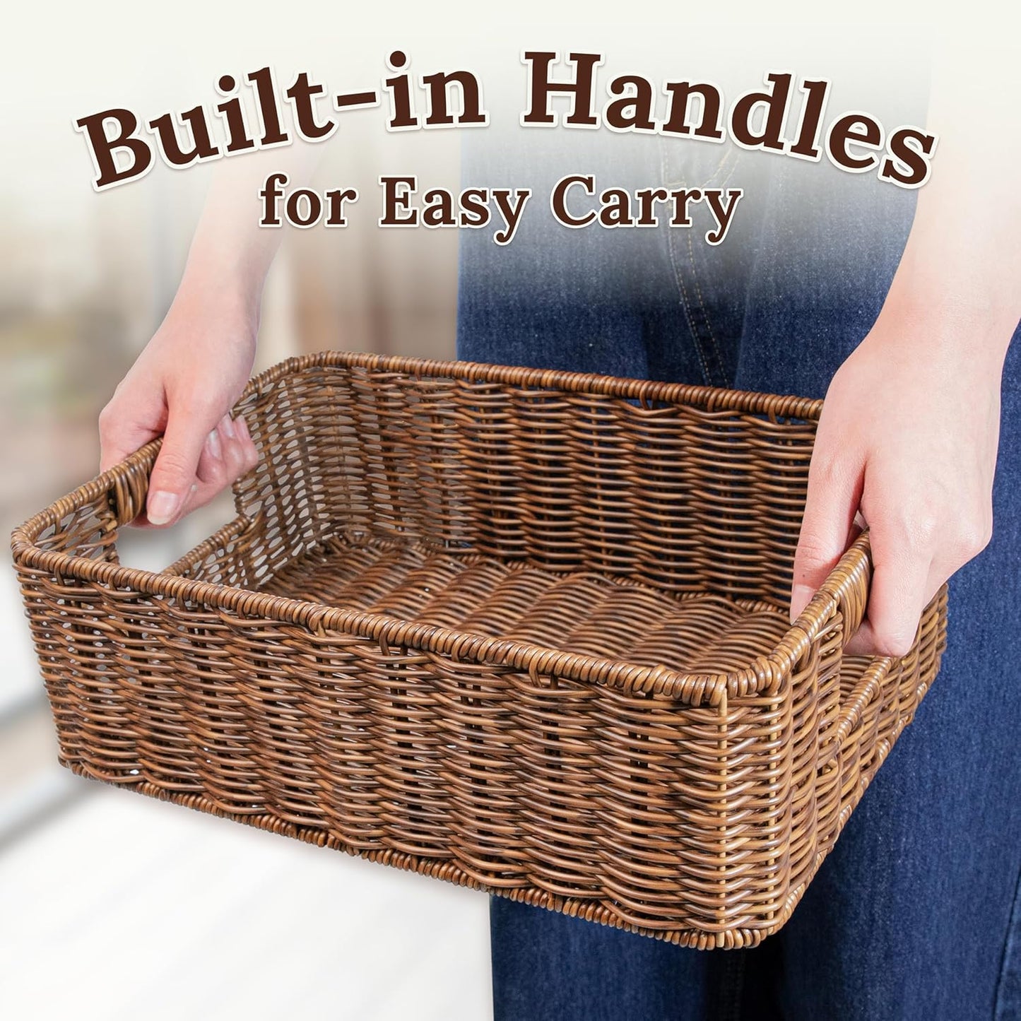 Baskets for Organizing, Undershelf Wicker Storage, Hand Woven Organizer for Closet Organization