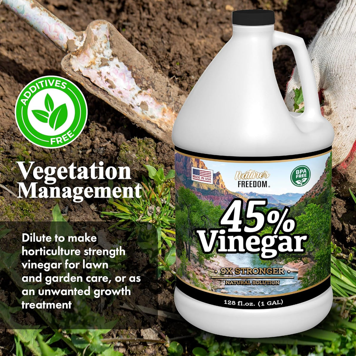 4 Gallons Extra Strength Vinegar 45% with Funnel – Industrial Strength Multi-Purpose Solution for