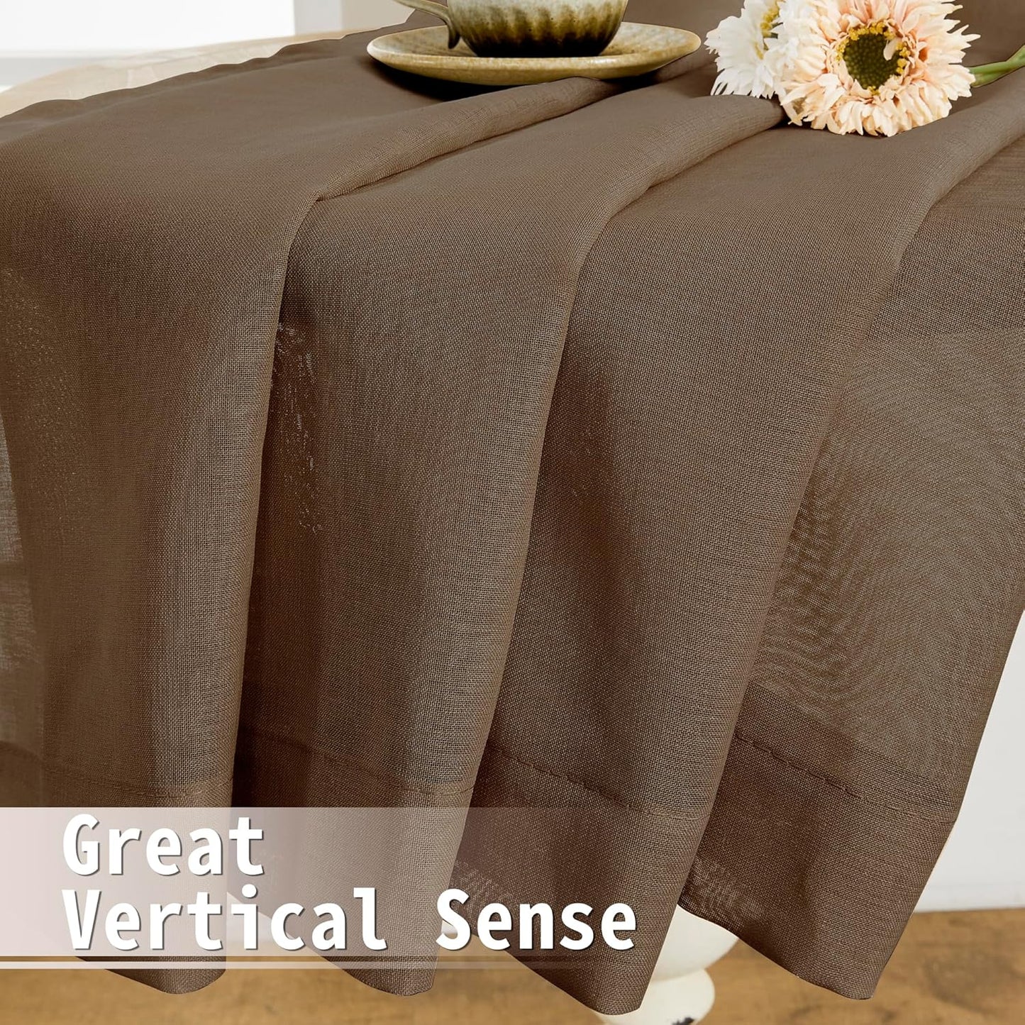 Tollpiz Small Sheer Door Curtain Closet Linen Textured Curtain Sheers Doorway Light Filtering Voile
