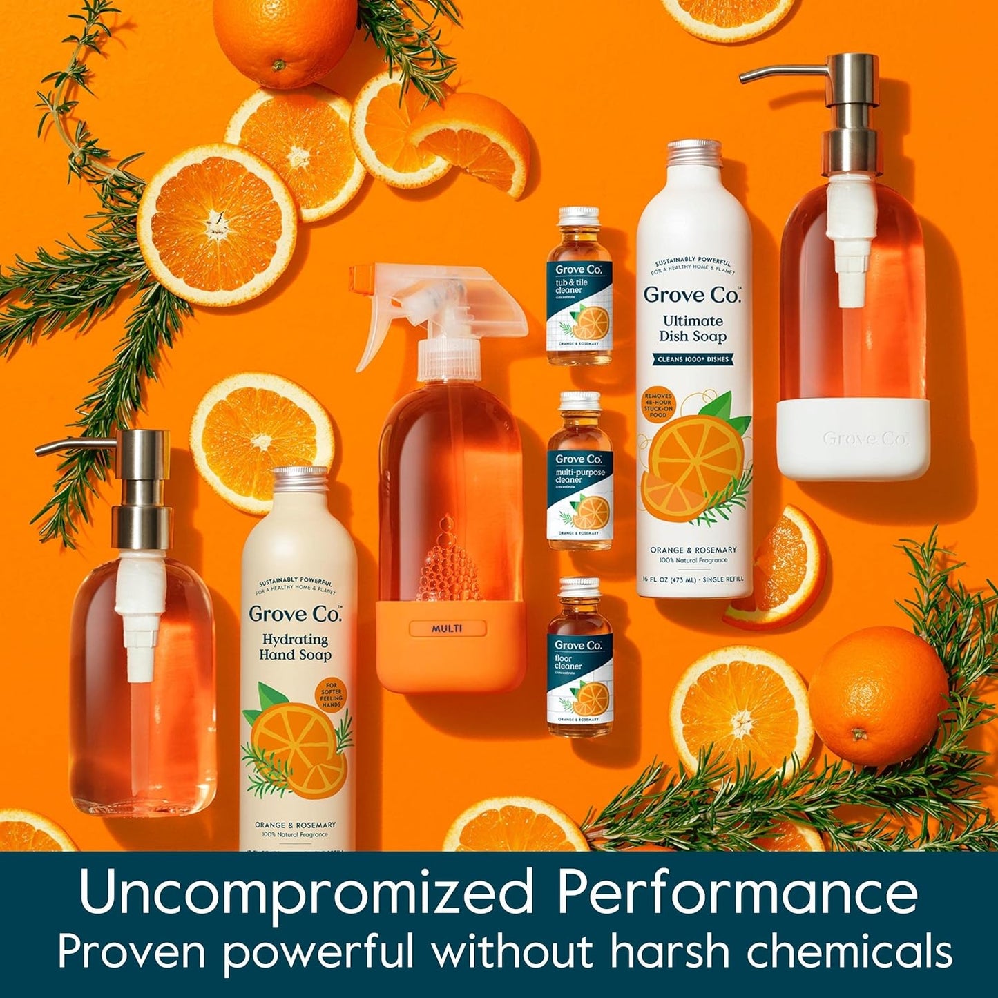 Grove Co. Tub and Tile Cleaner, Refill Concentrate (6 x 1 Fl Oz) Plant-Based Household Cleaning