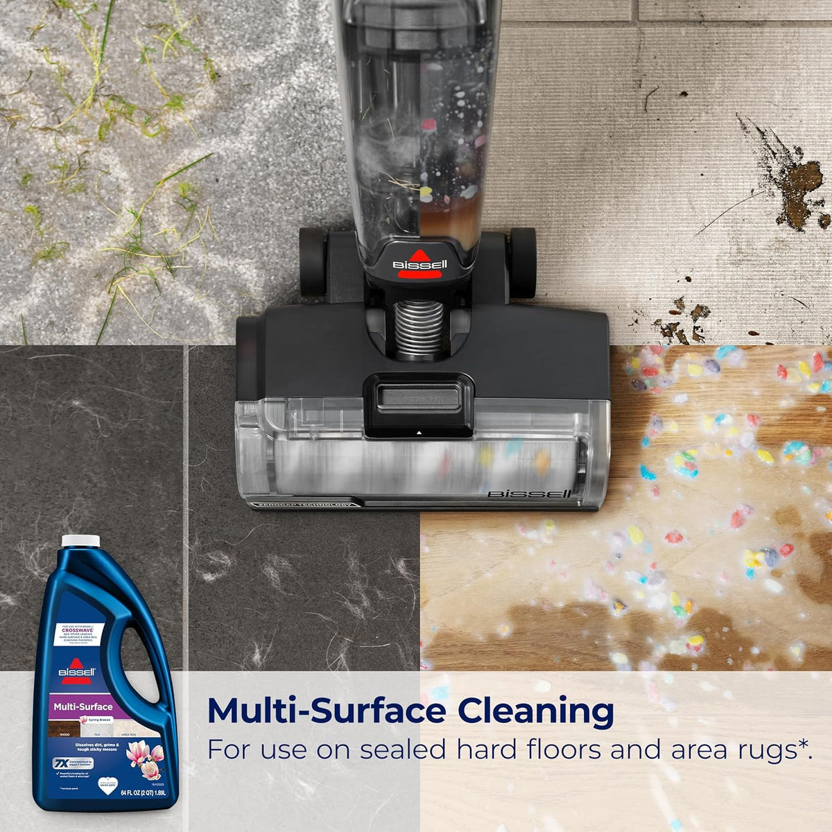 BISSELL MultiSurface Floor Cleaning Formula-Crosswave and Spinwave, 17891, 64oz, Removes Everyday