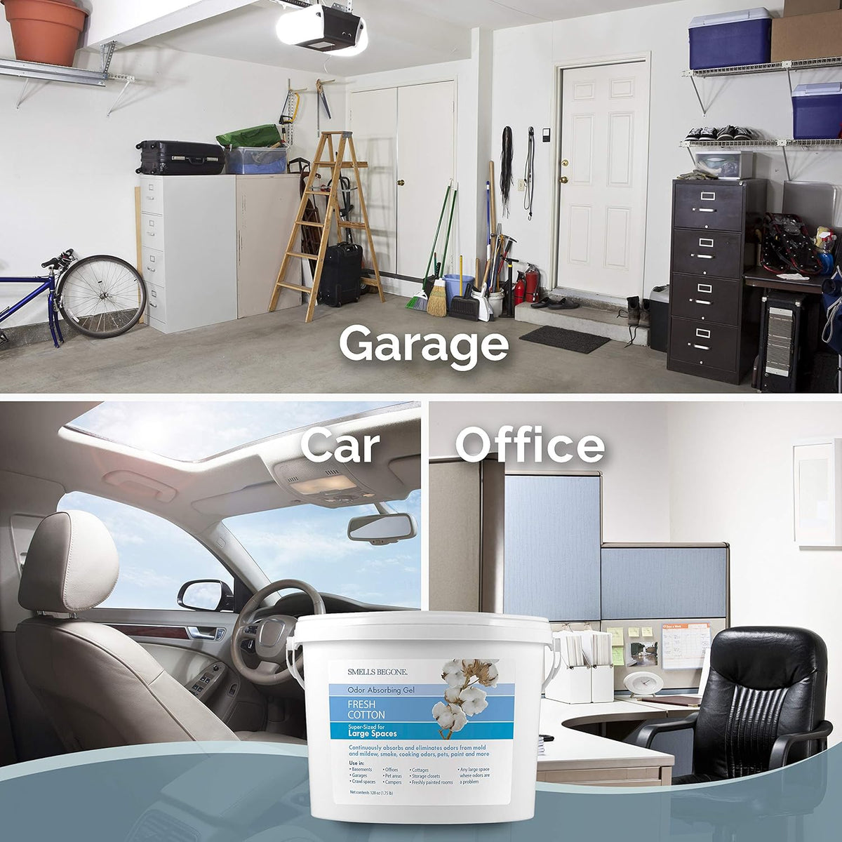SMELLS BEGONE 1-Gallon Odor Absorber Gel - Air Freshener & Odor Eliminator for Homes, Garages &