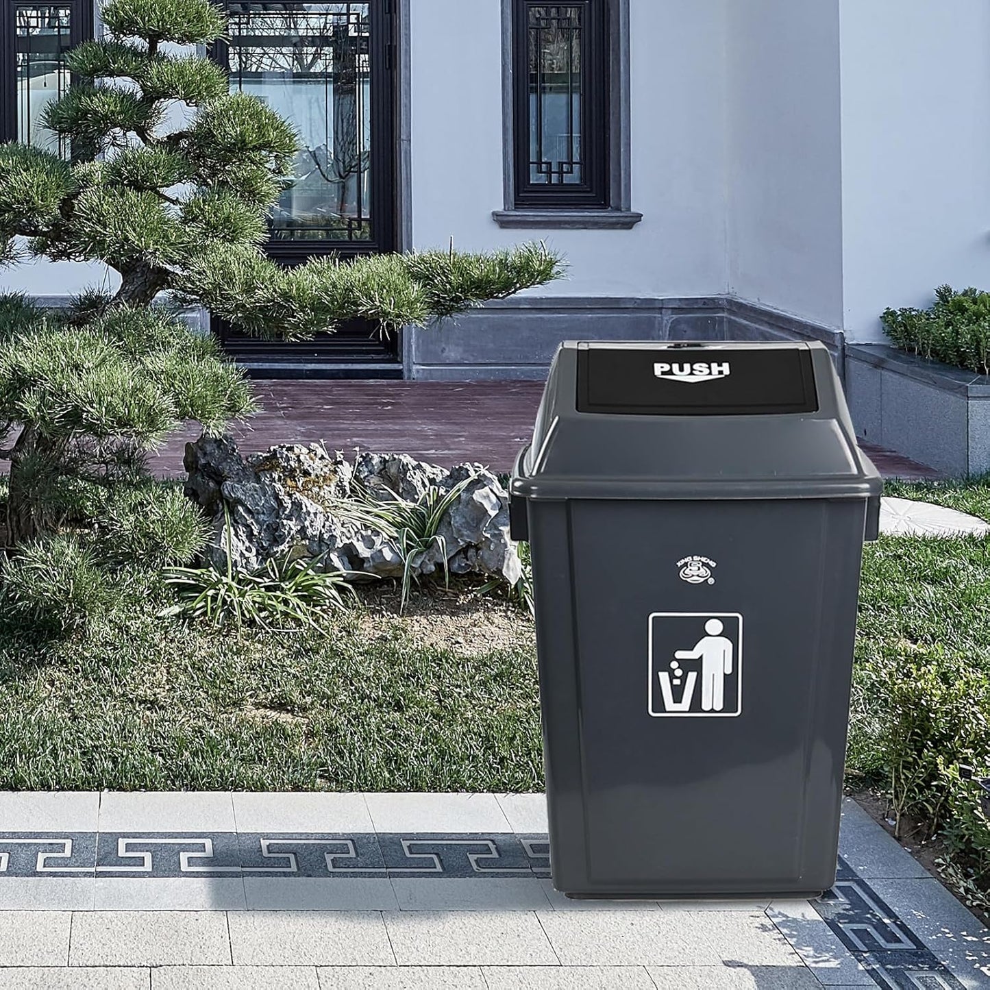 4 Packs 13 Gallon Commercial Heavy-Duty Trash/Garbage Can, Swing Lid Waste Container for