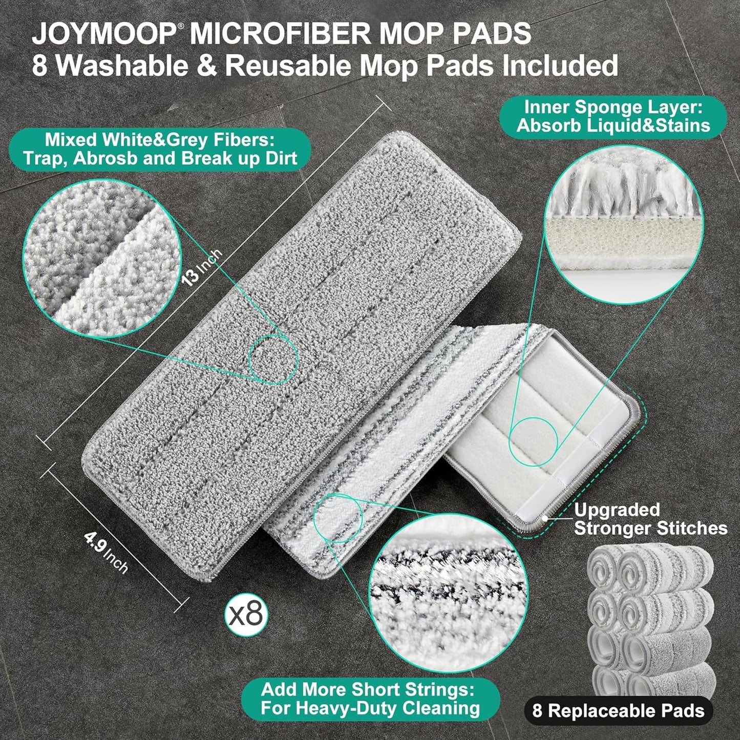JOYMOOP Mop and Bucket with Wringer Set for Floor Cleaning and Wall Cleaner, Flat Mop and Bucket