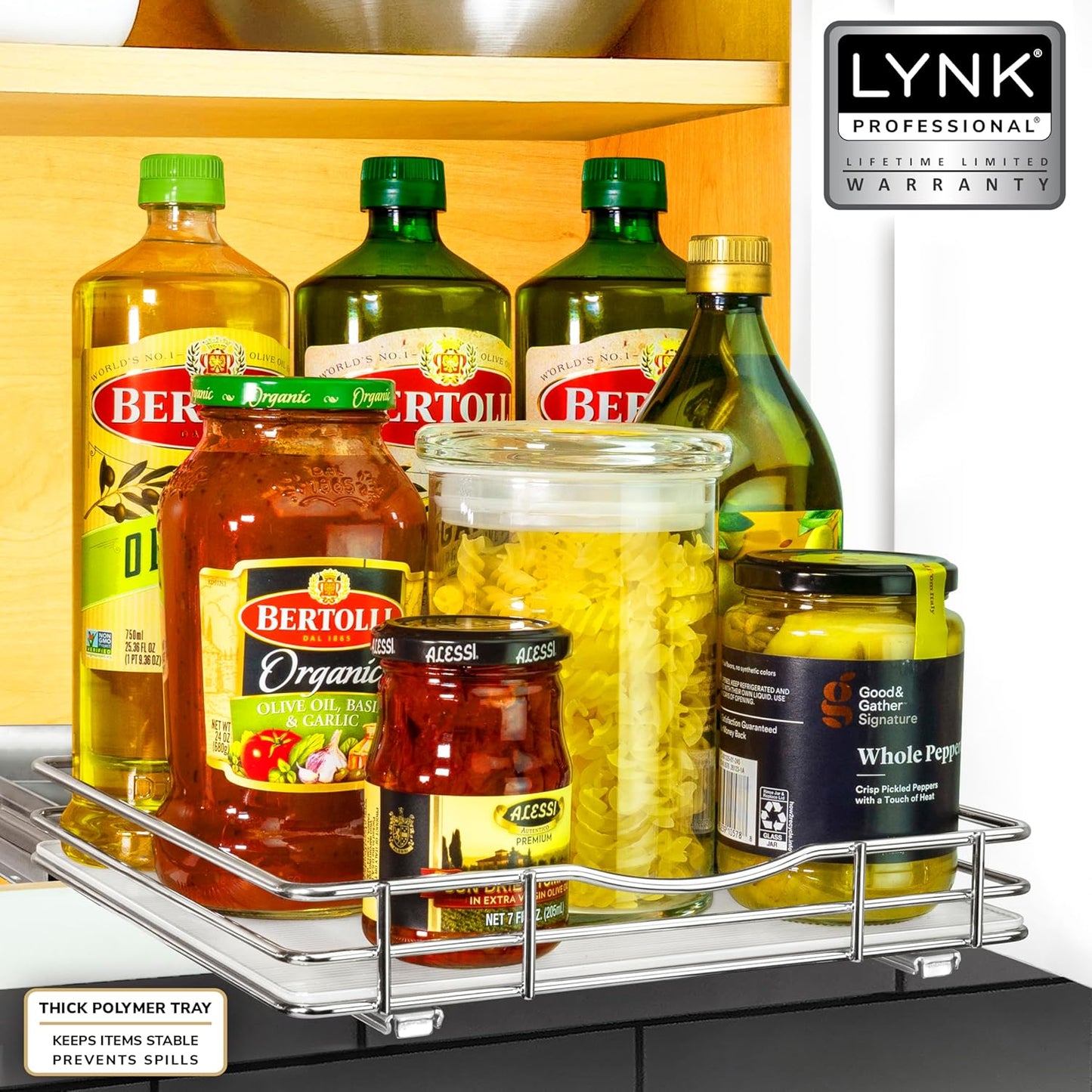 LYNK PROFESSIONAL® Pull Out Spice Rack Organizer for Inside Kitchen Cabinets - 10-1/4 inch Wide