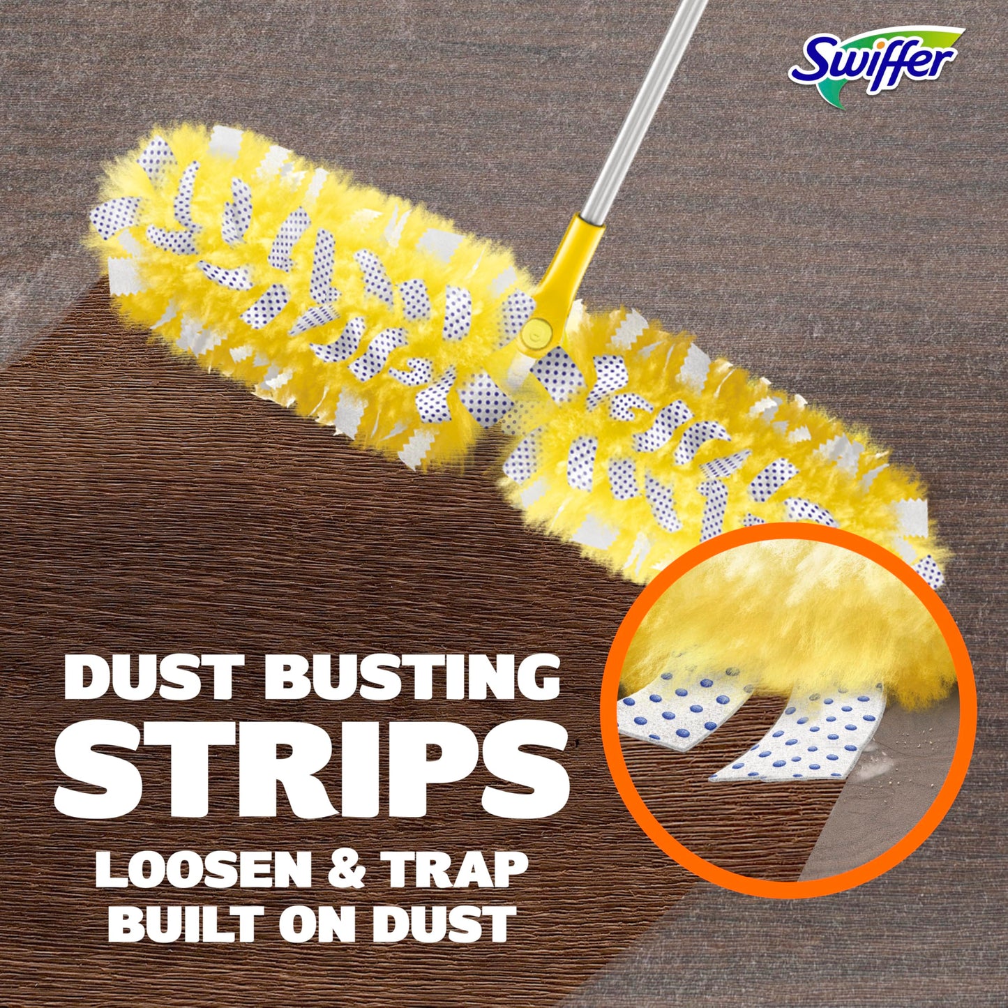 Swiffer Duster Kit with 6 ft Super Extendable Handle, Heavy Duty Starter Kit with 8 Refills, Lemon