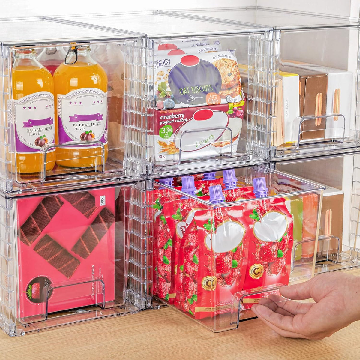 Vtopmart 4 Pack Large Stackable Storage Drawers,Easily Assemble Acrylic Bathroom Closet Undersink